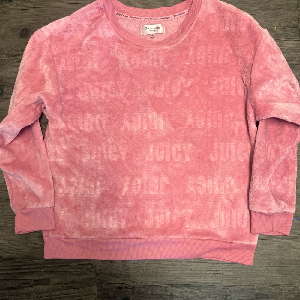 Juicy Couture Soft Pink Plush Crewneck Sweatshirt